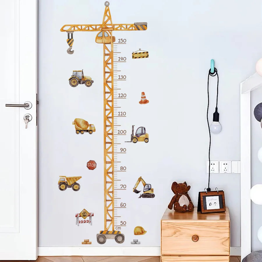 Cartoon Car Height Measurement Wall Stickers for Waterproof Removable PVC Kids Room Kindergarten Home Decoration