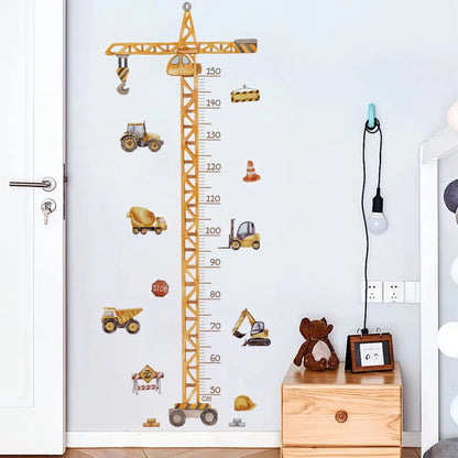 Cartoon Car Height Measurement Wall Stickers for Waterproof Removable PVC Kids Room Kindergarten Home Decoration