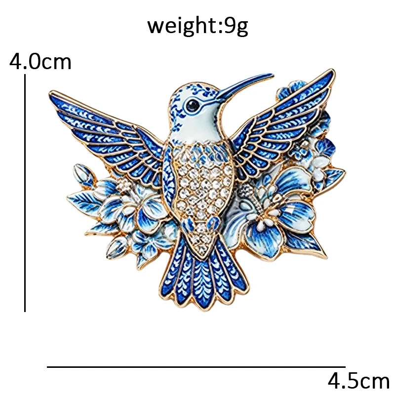 Wuli&baby Blue-and -White Porcelain Collection Animal Brooches For Women Unisex Goat Cat Butterfly Birds Party Office Brooch Pin