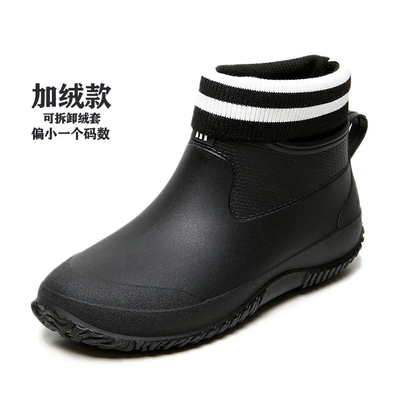Women's Ankle Rain Boots Summer Wear-resistant Anti-Slip Couple Men And Women Short Rubber Boots Suitable For Outdoor Camp
