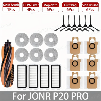 For JONR P20 PRO / T5 Pro Robot Vacuum Cleaner Accessories Main Side Brush Hepa Filter Mop Cloth Dust Bag Replacement