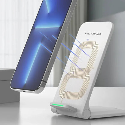 Wireless Fast Charger For IPhone17 16 15 14 13 12 ProMax11 Stand Fast Charging Charger for Samsung Note 20/10 S24 Ultra Foldable