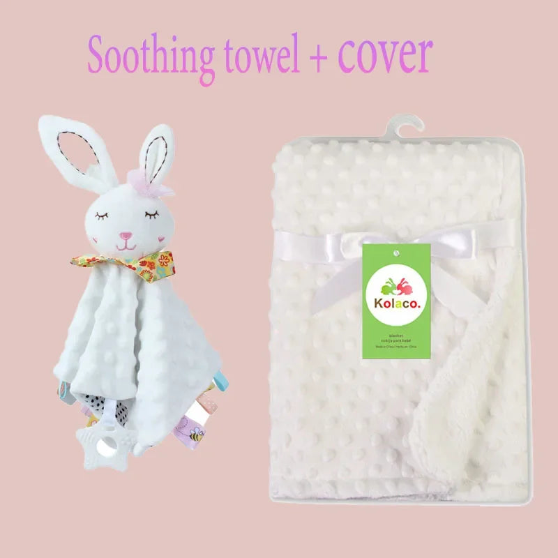 Custom Embroidered Name Minky Baby Blanket & Bunny Comforter Set Personalized Newborn Security Blanket Baby Shower Gift