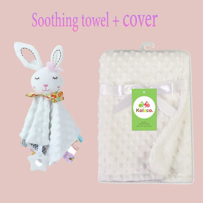 Custom Embroidered Name Minky Baby Blanket & Bunny Comforter Set Personalized Newborn Security Blanket Baby Shower Gift