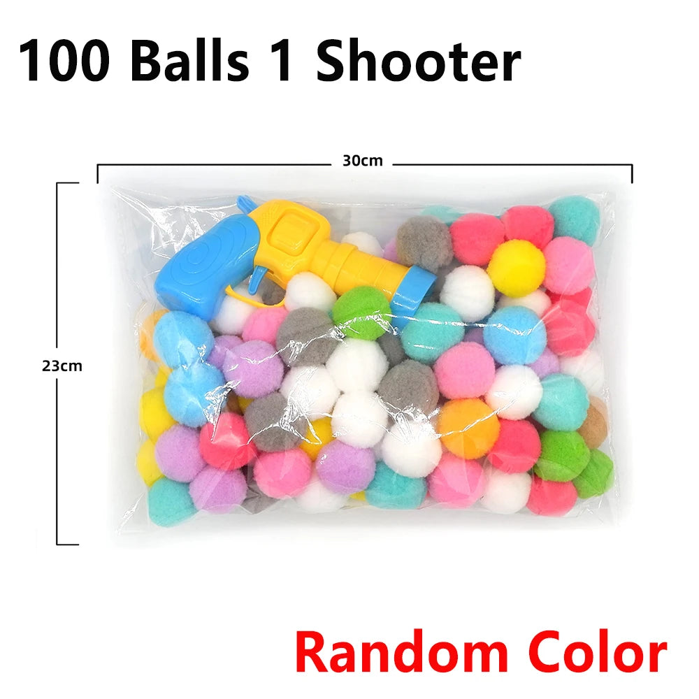 10-100pcs Cat Plush Ball Shooting Gun Funny Cat Toys Interactive Launch Training Toy for Pet Kitten Creative Mini