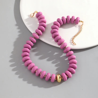 Chunky Colorful Beaded Choker Necklace Women Summer Trendy Round Resin Beads Chain Necklaces Statement Jewelry Gift for Vacation