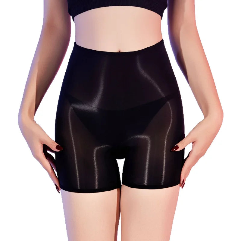 Women Sexy Panties Oil Shiny Glossy Transparent Boxers High Elastic Underwear Ultra-Thin Seamless See-through High Waist Boxer