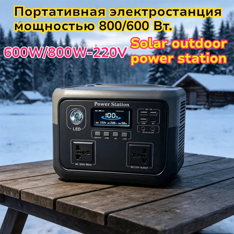 New 800W Portable Power Station 600W/800W 589WH Solar Generator Backup Power Bank for Outdoor Camping, Home Emergency, RV Travel