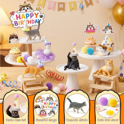 32 Pcs Cat Cake Decorations Set - Cat Party Cupcake Toppers&Cat Cupcake Toppers&Kitten Model Ornament&Cat Paw Cake Decorations etc Cat Birthday Party Decorations