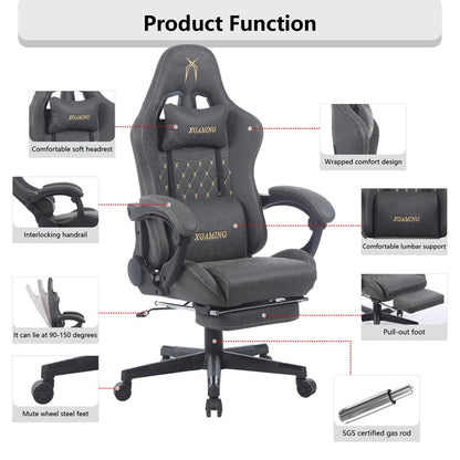 New Design Reclining Gamer Chair with Footrest Brown Gaming Chair