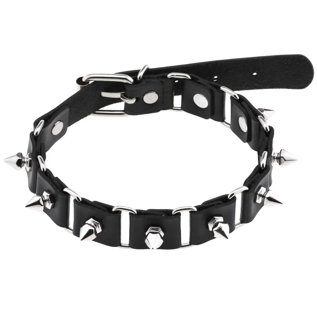DIEZI Vintage Sweet Cool Hip Hop Rivet Choker Necklace Harajuku Gothic Club Black PU Leather Collar Torques Necklace Jewelry