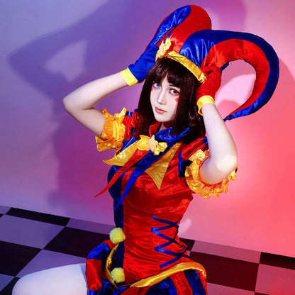 Cartoon Amazing Ragatha Digital Circus Cosplay Costume for Girls Dress Halloween Pamny Jumpsuits Clown Pomni Onesie