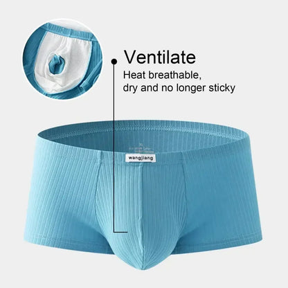 1PCS/3PCS/9PCS Men Boxer Shorts Low-rise Solid Color Ribbed Panties Underpants
