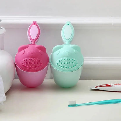 Toddler Shampoo Cup Baby Bath Caps Child Washing Hair Cup with Eye Protection Bathing Bailer Kids Shower Spoons - Bathing Tool