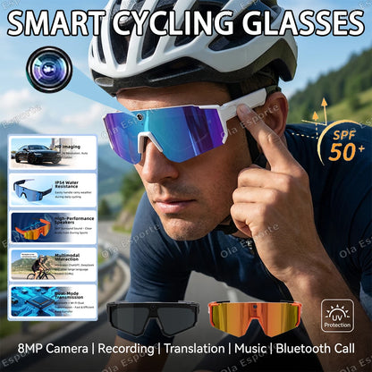 AI Voice Translate Smart Glasses 1200P Video Recording Camera Bluetooth WiFi Anti-Shake Polarized Lens Driving Sports Sunglasses