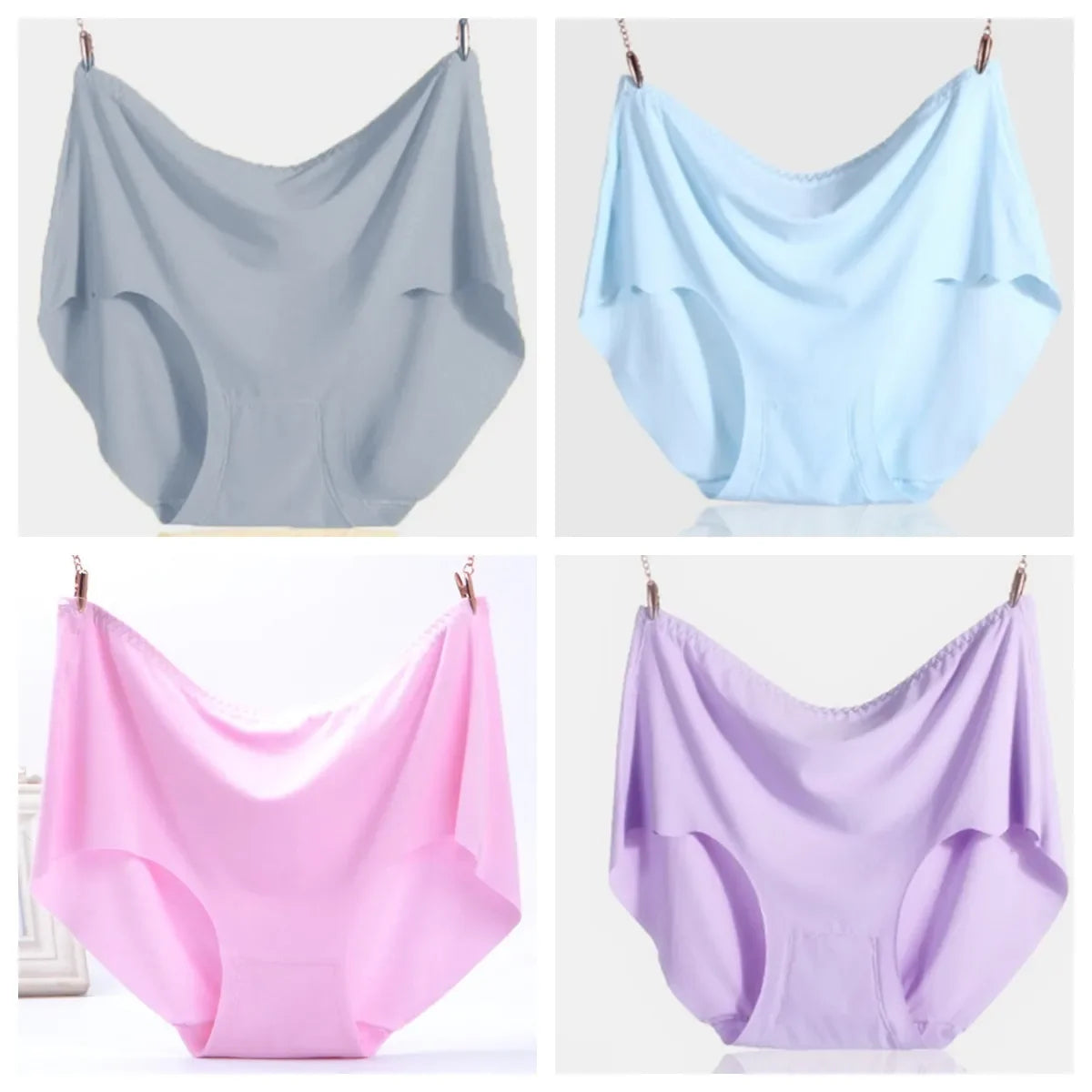 4Pcs Women Plus Size High Waist Ice Silk Boy Shorts Sexy Ultrathin Breathable Soft Underwear Panties Lingerie for 55-125kg