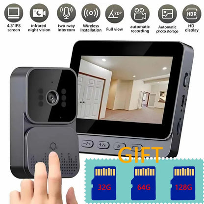 Smart WiFi 2.4G Wireless Doorbells Video Intercom Camera Inteligente Night Vision 4.3inch HD Screen For Security Home Apartment
