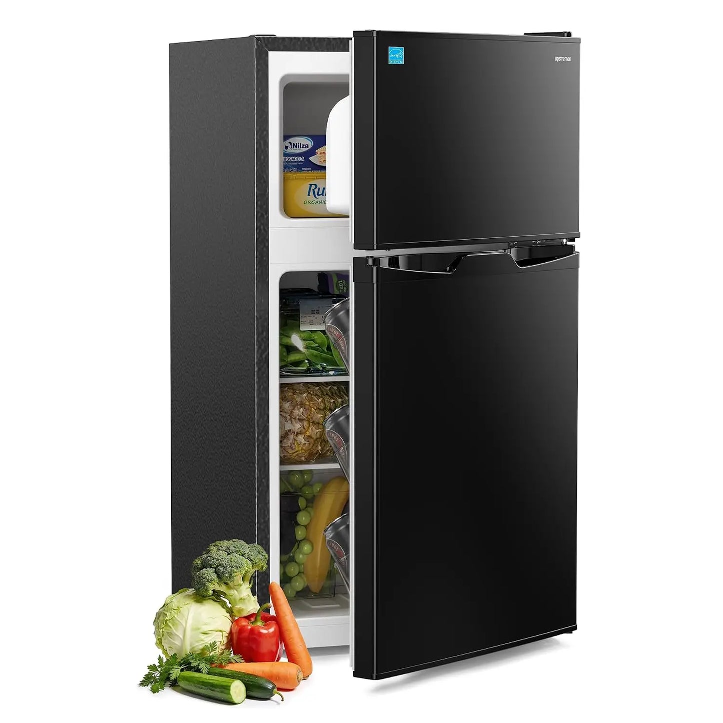3.1 Cu.Ft Mini Fridge with Freezer, Double Door Small Refrigerator, Adjustable Thermostat, Energy Star Certified Low, Custom