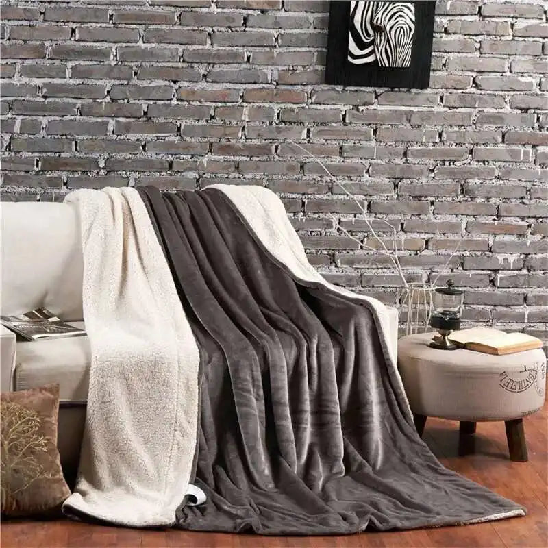 Double-Sided Wool Throw Blanket - White Dark Gray Warm Queen Duvet Cover For Winter, Ideal For Camping & Bedspreads