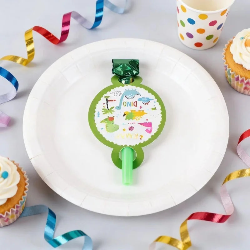 6/12/18PCS Dinosaur Party Blow Noisemakers Whistle Jungle Safari Theme Birthday Supplies Gift Party Favor Gifts Fun Photo Props