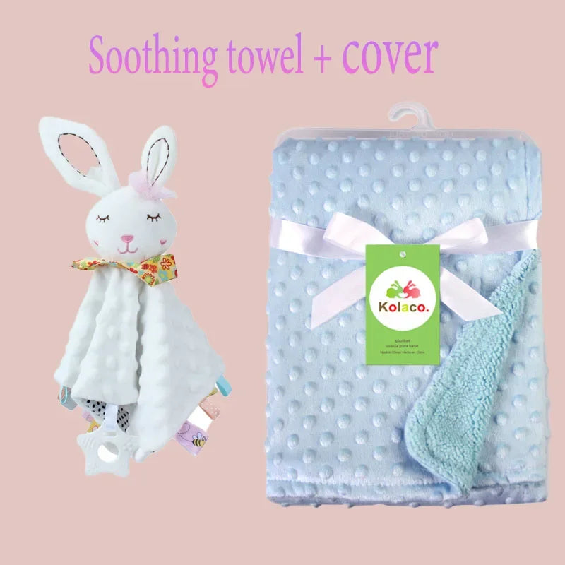 Custom Embroidered Name Minky Baby Blanket & Bunny Comforter Set Personalized Newborn Security Blanket Baby Shower Gift