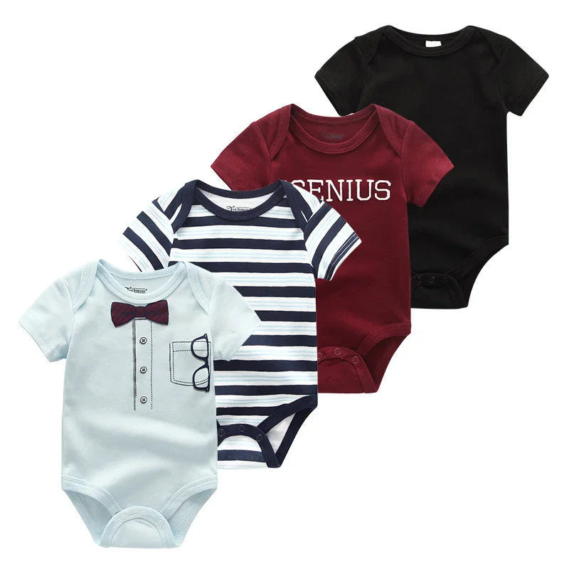 4pieces Newborn Baby Boy Clothes Cartoon Cotton Romper Summer Short