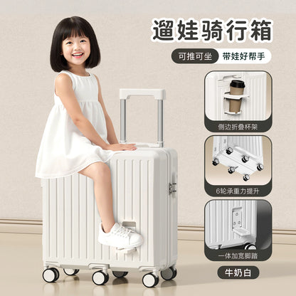 Children's luggage Six Wheels Reinforcement Can Sitting and Riding Parent Child 20-inch Boarding box Boy and Girl Trolley case