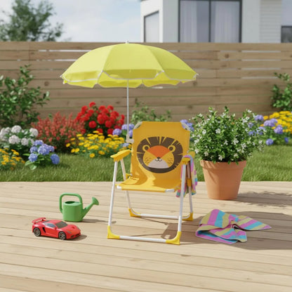 Children Outdoor Seat Portable Chair With Umbrella For Kids Beach Chair With Sun Shade Water Resistant Folding Chair