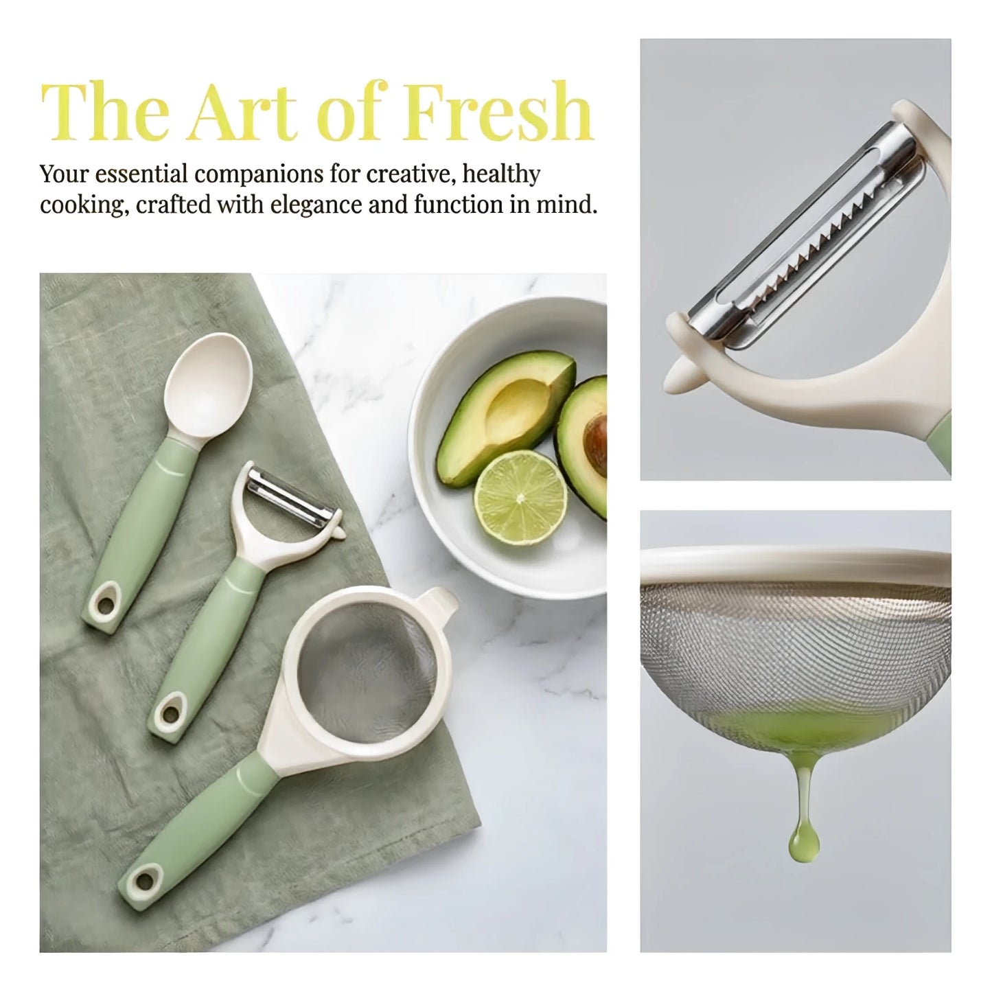 3PCS Baby Food Preparation Kit Baby Feeding Spoon Food Strainer Peeler Infant Feeding Tools