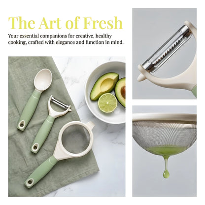 3PCS Baby Food Preparation Kit Baby Feeding Spoon Food Strainer Peeler Infant Feeding Tools