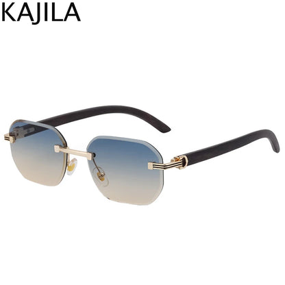 Vintage Square Rimless Sunglasses Men 2026 Luxury Brand Trendy Frameless Punk UV400 Eyewear Anti Blue Light Prescription Glasses