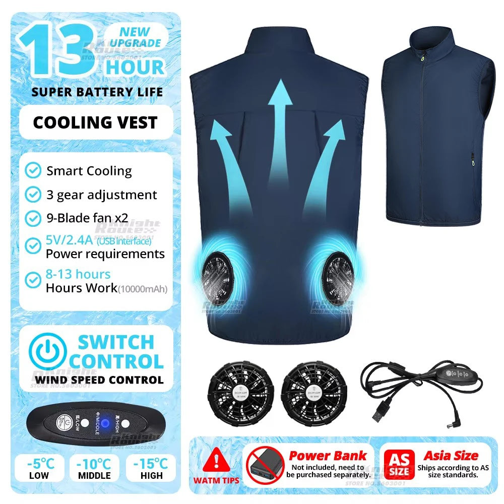 2026 Cool Vest Wearable Cooling Fan Vest Air-conditioned Clothes Cooling 13 Hours for High Temperature Work Fishing Vest Hiking