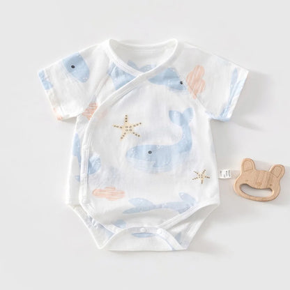 AYNIGIELL Summer Pure Cotton Clothes Newborn Baby Girls Boys Romper Cotton Short-sleeved Bodysuit Infant Baby Clothes