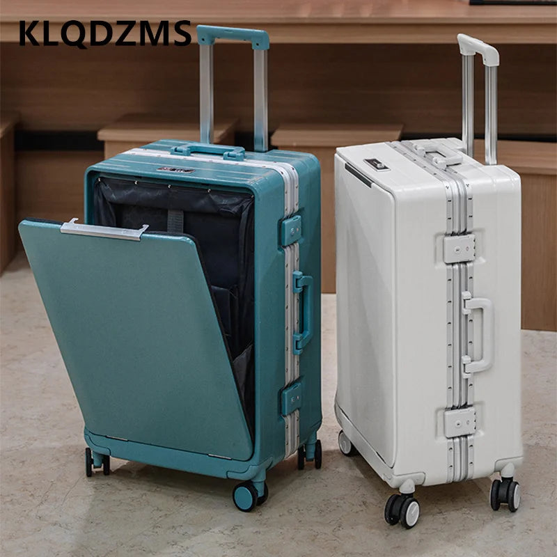 KLQDZMS 20 Inch Portable Front Opening Suitcase With Large Capacity 24 Inch Business Trip Travel Cabin Rolling Luggage Bag