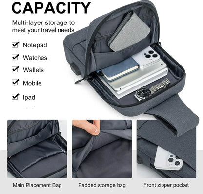Sling Bag Crossbody Bags Men with USB Charging Port Small Messenger Bag Cross Body Shoulder Bag Sling Backpack Women