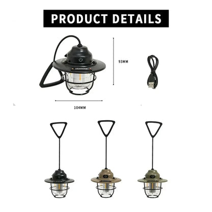 Outdoor Retro Smalldroplight, Campsite Lamp, Atmosphere Lamp, USB Charging Tent Light, LED Camping Hangling Lamp