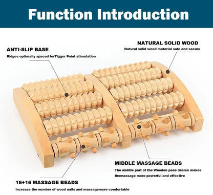 Wooden ten row large roller foot massager for hand massage household foot massager Relieves Fatigue Pain and Fasciitis Plantar