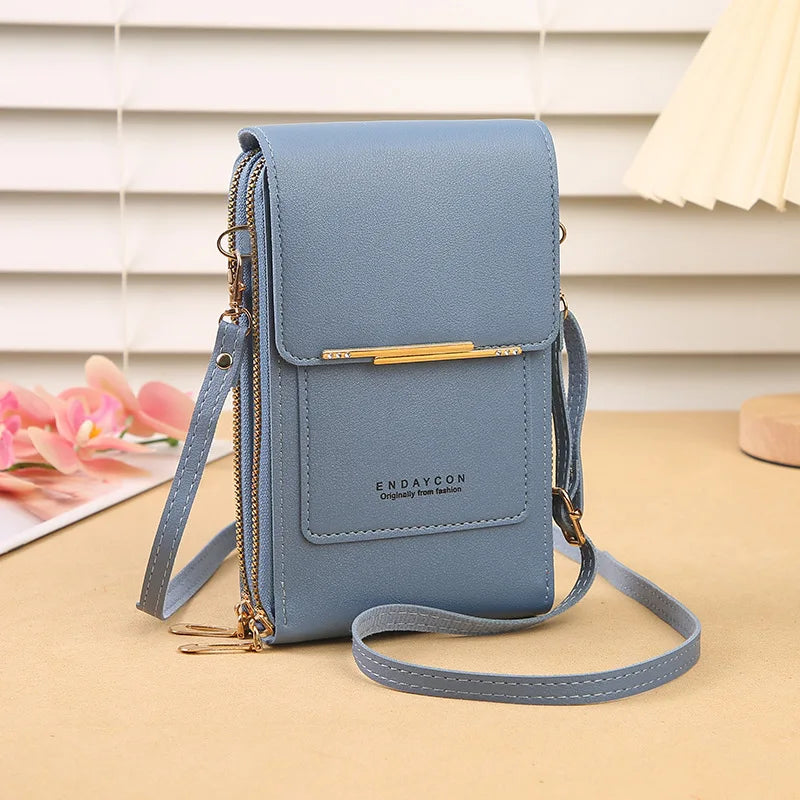 Women’s Mini Crossbody Handbag Purse, Touch Screen Phone BagS, Multi Card Zipper PU Leather Shoulder Bags for Daily Shopp Dating