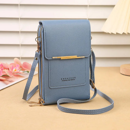 Women’s Mini Crossbody Handbag Purse, Touch Screen Phone BagS, Multi Card Zipper PU Leather Shoulder Bags for Daily Shopp Dating