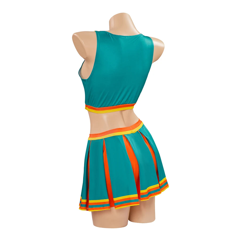 Women Adult Cheerleading Uniform Sexy School Girl Cheerleader Costume Dancing Outfit Sleeveless Crop Top with Mini Pleated Skirt