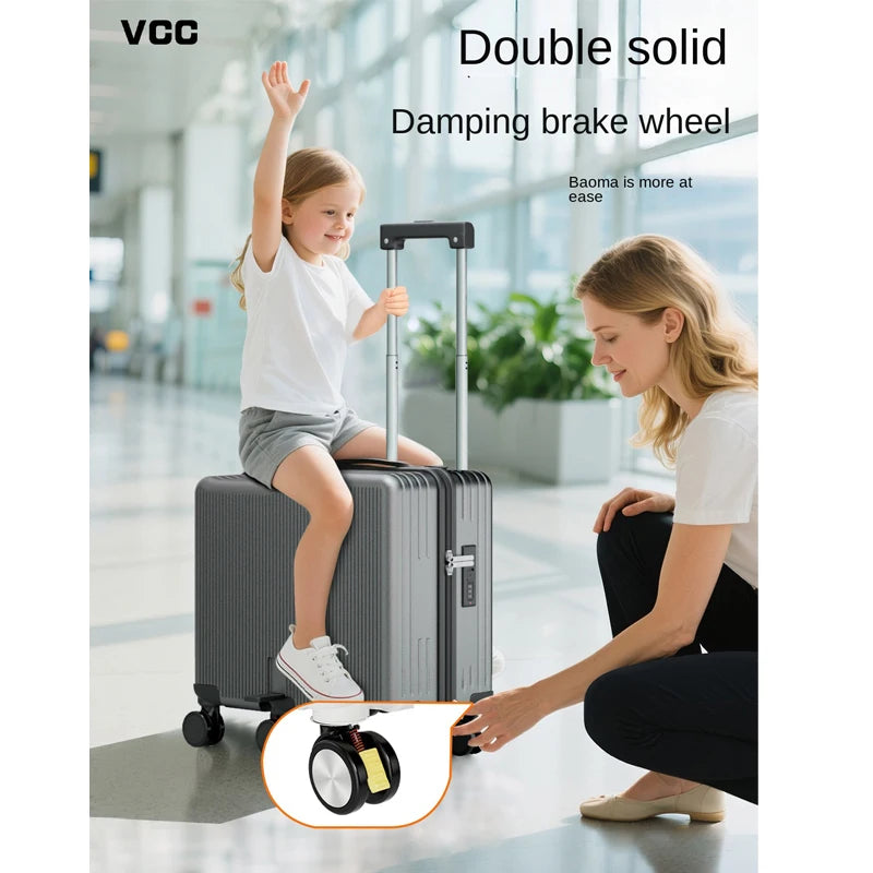 Children Luggage Suitcase for Boys and Girls Ride-On for Airplanes 20-inch Carry-On Suitcase Combination Lock Short Trip Family