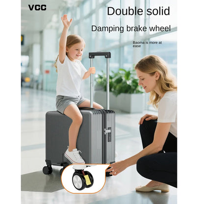 Children Luggage Suitcase for Boys and Girls Ride-On for Airplanes 20-inch Carry-On Suitcase Combination Lock Short Trip Family