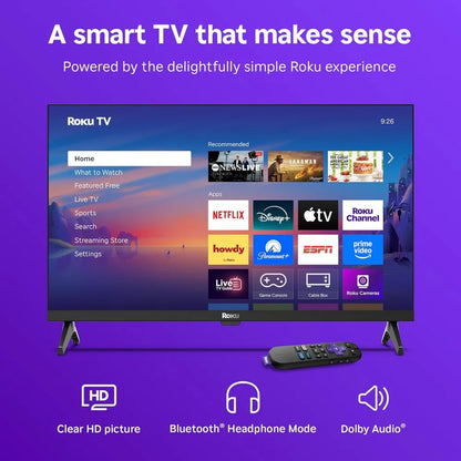 Roku Smart TV 2025 – 24-Inch Select Series, 720p HD TV – Roku TV with Voice Remote