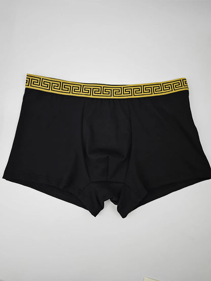 4pcs Men's Underwear Polyester Fabric Fashionable Belt Trendy Four-Season Men's Four-Corner Pants Set