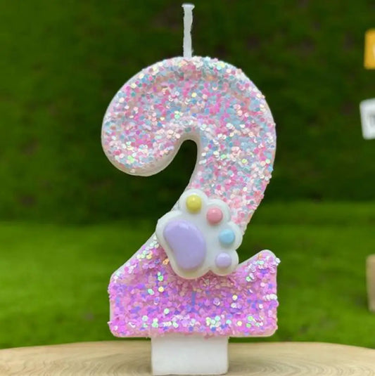 Gradient Colored Sequins Dog Paws Digital Birthday Candles Cake Party Decoration Birthday Celebration Wedding Gifts Boys Girls