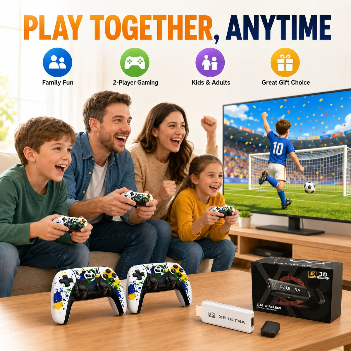 4K HDMI TV Game Stick Retro Video Game Console, 50000+ Pre-installed Games 45 Emulators 2.4G Dual Wireless Controllers X8 Ultra
