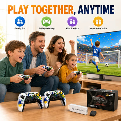 4K HDMI TV Game Stick Retro Video Game Console, 50000+ Pre-installed Games 45 Emulators 2.4G Dual Wireless Controllers X8 Ultra