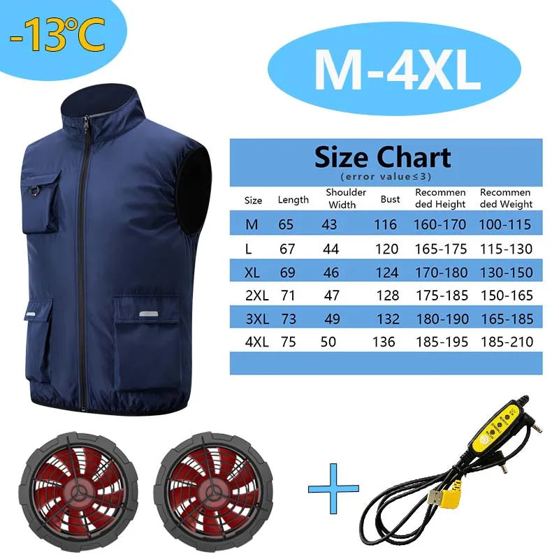 Summer Cooling 2-4 Fan Holes Fan Workwear, Unisex Short Sleeve, Outdoor Sun Protection & Cooling Vest with Built-in Fans