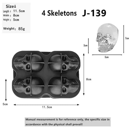 3D Skull Diamond Ice Ball Silicone Mold Tray for Whiskey Cocktail Easy Demold Reusable Bar Party Supplies Reusable Bar Party