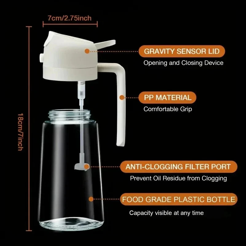 Multifunctional Oil Bottle 2-in-1 Sprayer Cooking Barbecue Oil Dispenser Baking Kitchen Cooking Oil Storage Tank